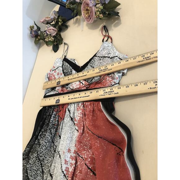 BCBG Women Dress Sz 6 A-Line Pullover Barbiecore Sleeveless Ruffle Neck Y2K Boho - Picture 8 of 9